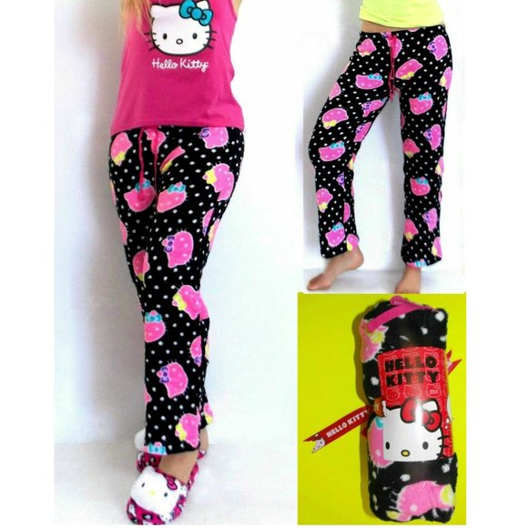 Hello Kitty Intimates & Sleepwear Sanrio Hello Kitty Color Fanatic Plush Pajama Pants Ribbon
